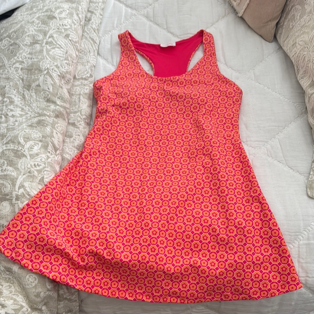 Vibrant Pink and Orange Sleeveless Dress